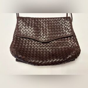 Cosci Woven Leather Crossbody Bag – Brown